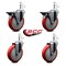 Service Caster 5'' Red Poly Wheel Swivel 7/16'' Grip Ring Stem Caster Set 2 Brakes, 4PK SCC-GR20S514-PPUB-RED-PLB-716138-2S2 - alternate 3